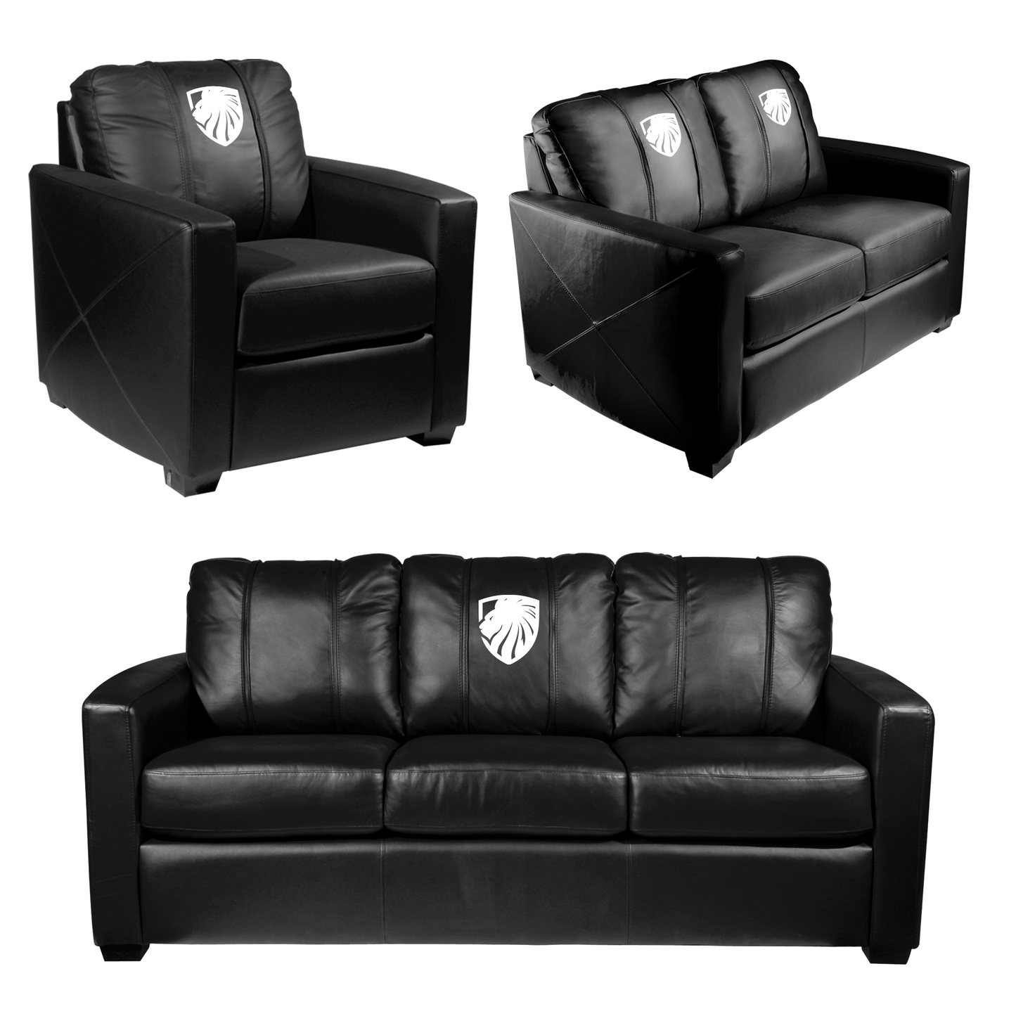 Stationary Sofa with Las Vegas Inferno White  Logo